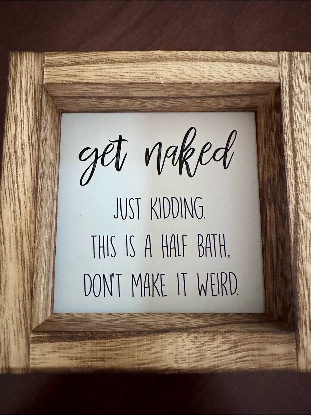 Funny Bathroom Sign Frame w/ 6 Interchangeable Sayings Rustic Decor